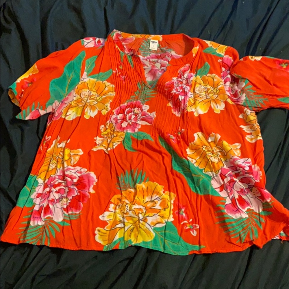 Old Navy Orange Hawaiian Shirt
